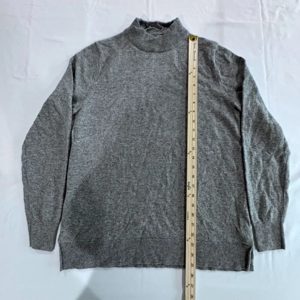 J.Crew Mens L Gray 100% Cashmere Mock Neck Sweater Ribbed Luxury Knit